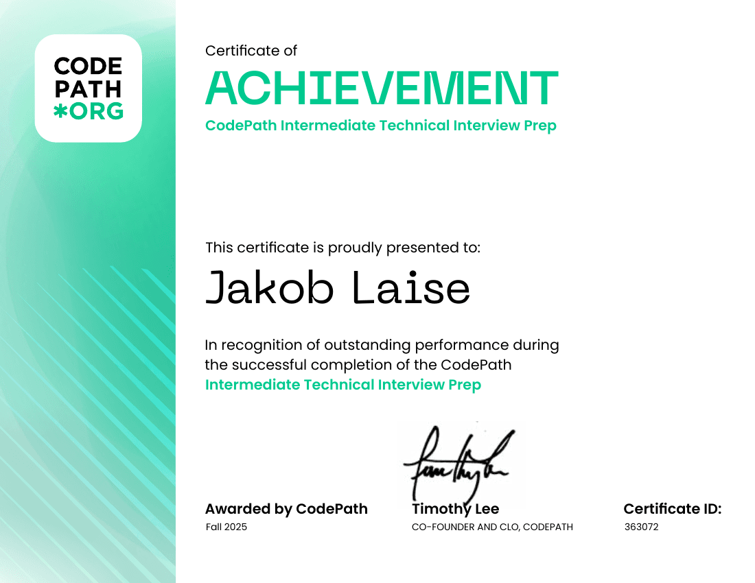 CodePath TIP102 certificate preview